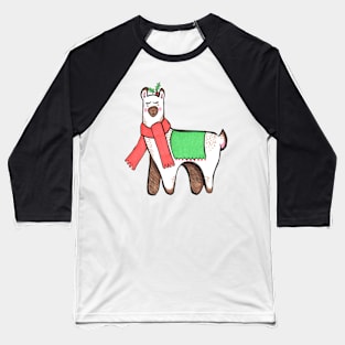 Cute Christmas Llama Baseball T-Shirt